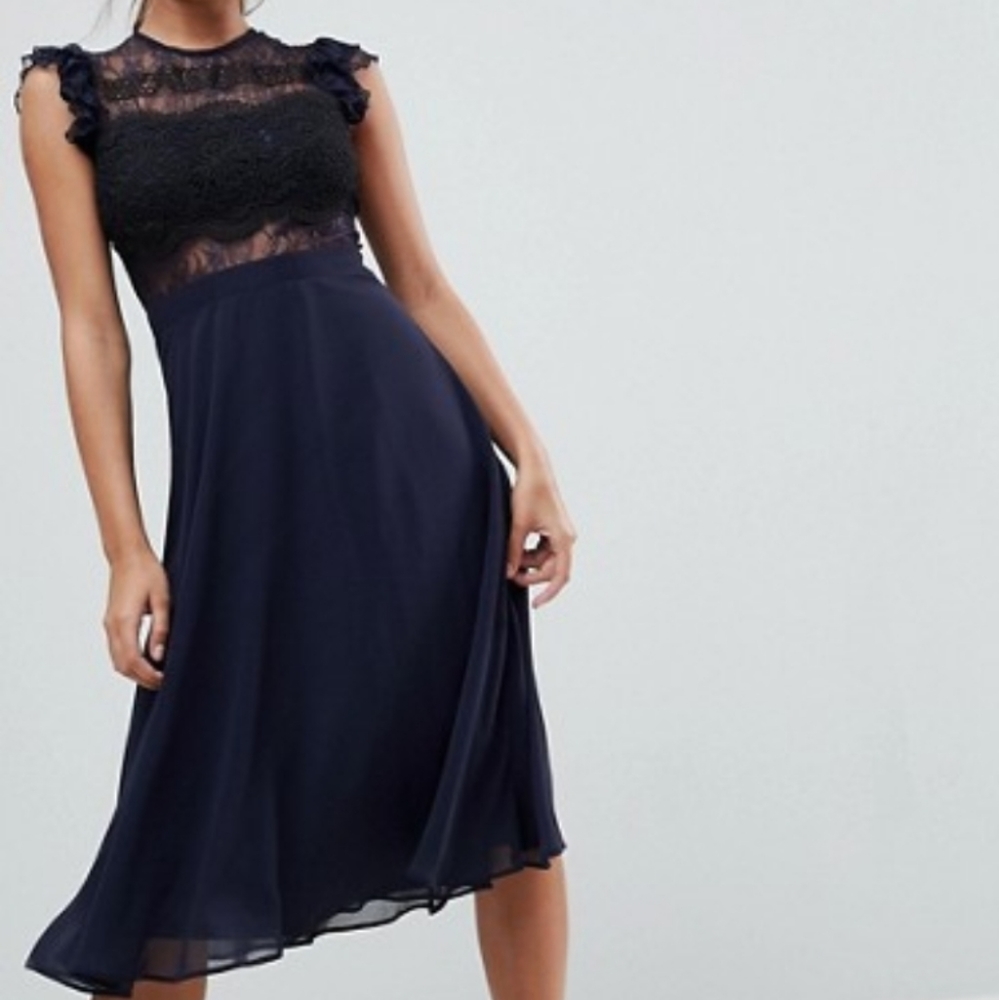 ASOS navy midi dress